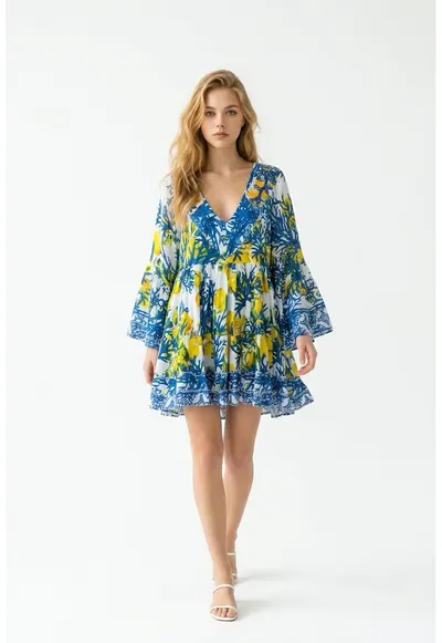 Rochie scurta din bumbac imprimat 12