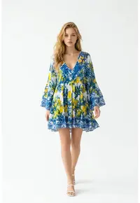 Rochie scurta din bumbac imprimat 12