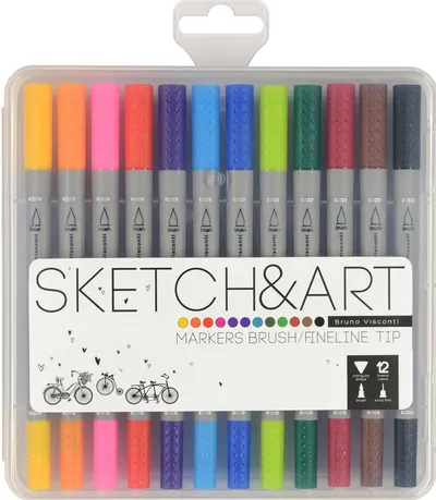 Bruno Visconti Sketch&Art set de creioane cu două vârfuri - 12 culori