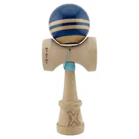 Jucarie de indemanare din lemn, Kendama X, Flippy, Rainbow, King Size V3, Super Sticky, 18 cm, Albastru, Maro