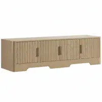 HOMCOM Comodă TV 152 cm, mobilier pentru televizor de până la 152,4 cm, 4 uși canelate și rafturi reglabile, Stejar | Aosom Romania