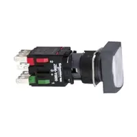 Buton Iluminat Alb Ø 16, dreptunghiular, Blocare Incastrata, 12, 24 V, 1No+1Nc