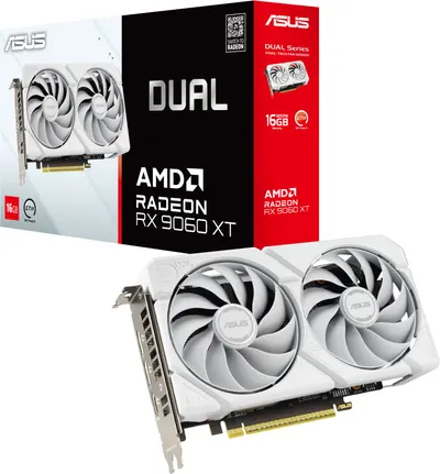 Placă video ASUS - Dual Radeon RX 9060 XT, 16GB, GDDR6, albă
