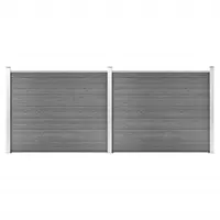 vidaXL Set panouri gard, 353x146 cm, gri, WPC