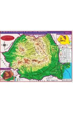 Plansa: Harta Romaniei. Harta fizica, harta repartitiei oraselor A4