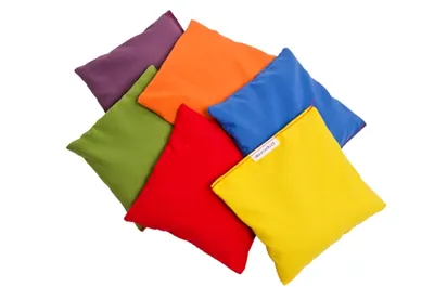 Set 10 săculeți colorați, umpluți cu granule de polistiren, 10 x 10 cm