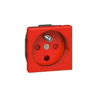 priza Arteor - French - 2P+E tamperproof - shutterosu - 2 module - rosu