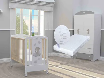 Pătuț pentru bebeluși Bambino Casa - Piccolo Particolare, Naturale fix + cadou saltea Primavera Baby Luxe