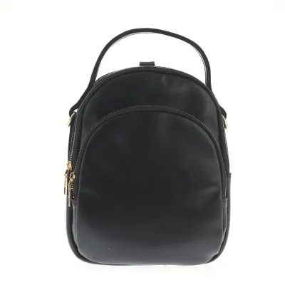 Rucsac elegant negru cu fermoare aurii si design minimalist