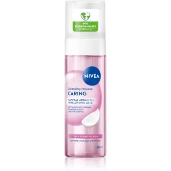 NIVEA Caring spuma de curatare pentru piele uscata spre sensibila