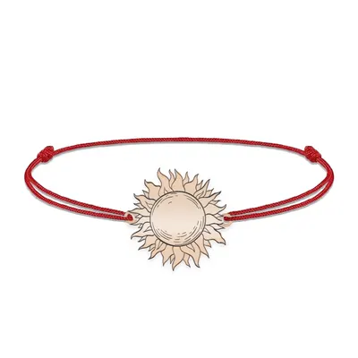 Sun- Bratara personalizata snur cu soare din argint 925 placat cu aur roz