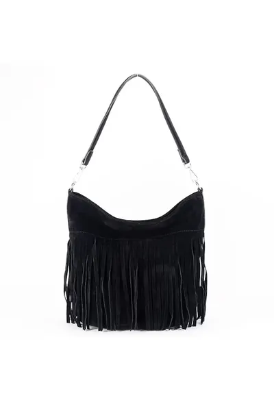 Geanta neagra cu franjuri F7515 14 18691 - Negru