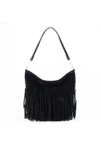 Geanta neagra cu franjuri F7515 14 18691 - Negru