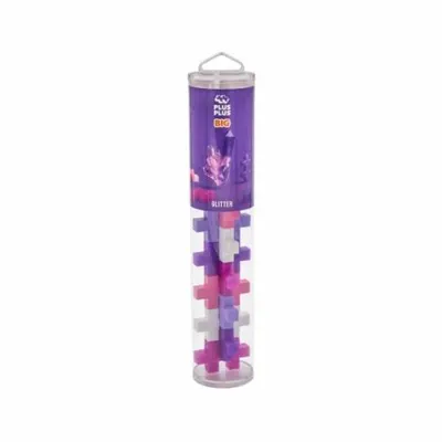 Set constructie Plus-Plus, tub 100 piese, Glitter Mix, culori cu sclipici