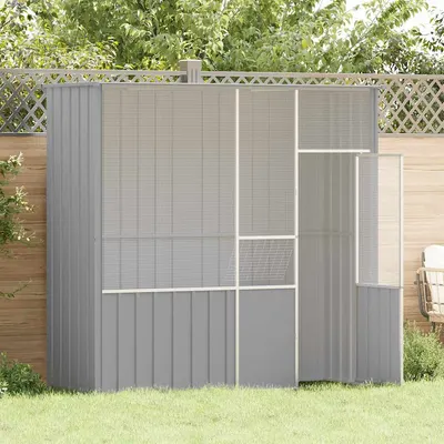 vidaXL Colivie pentru păsări gri 215x78x200 cm oțel galvanizat