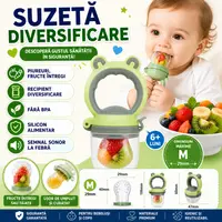 Suzeta pentru diversificarea hranei, pentru fructe si legume, silicon moale, Verde, Marimea M