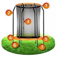 Trambulina de gradina pentru copii Neo-Sport Orange 152cm 5ft, Plasa interioara, Stalpi metalici cu protectie din burete, Intrare cu fermoar si catarama, Covoras impermeabil flexibil