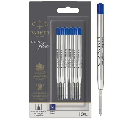 Mina pix metalica, mediu M, Quink Flow, 10buc/set, Parker