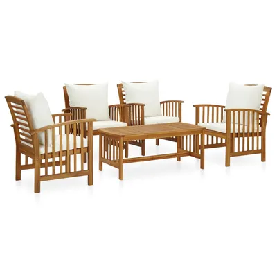 vidaXL Set mobilier de grădină cu perne, 5 piese, lemn masiv de acacia