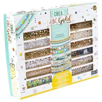 Kit creativ DIY - coliere si bratari cu margele mix aurii, Perline ABC