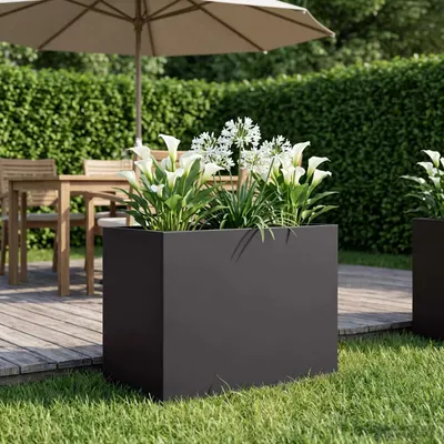 vidaXL Vază pentru Grădină Negru 50 x 40 x 50 cm Oțel laminat la rece