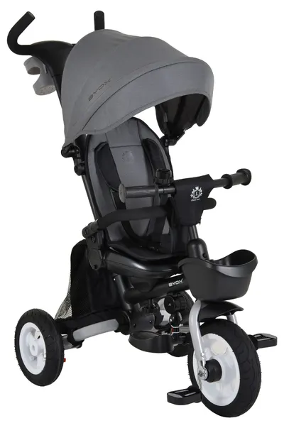Tricicletă pliabilă pentru copii Byox - Flexy Lux, 360°, gri închis