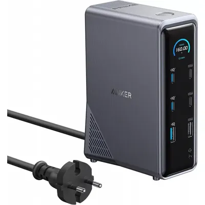 Hub Multifunctional Anker Prime 737, 2 x USB-A 3.0 - 3 x USB-A - 5 x USB-C - 2 x HDMI - 1 x Jack 3.5mm - 1 x RJ45, Negru A83B63A1