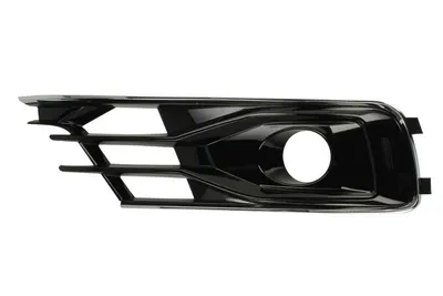 Grila bara fata dreapta cu șipcă cromată, cu locas lampa ceata, plastic, negru/crom potrivit AUDI A6 C7 2015-2018