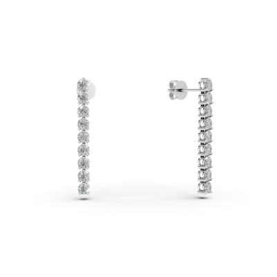 Cercei lungi din aur alb cu diamante de 3.13ct