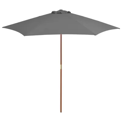 Gossi umbrela de soare de exterior, stalp din lemn, antracit, 270 cm
