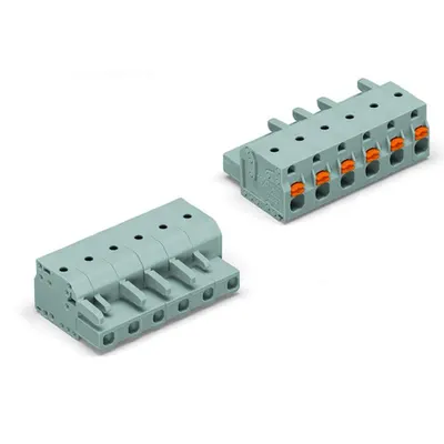 1-conductor female plug; push-button; 2.5 mm²; Pin spacing 7.5 mm; 4-pole; 2,50 mm²; gray