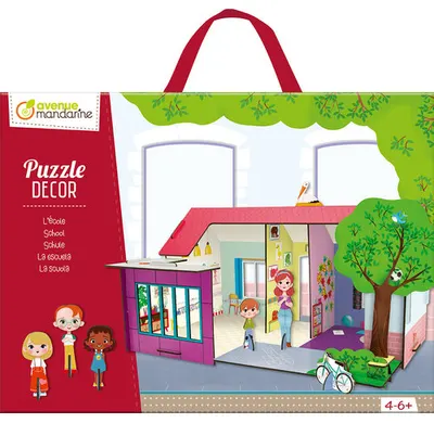 Puzzle 3D cu o scenă de construit, 5 personaje și un accesoriu