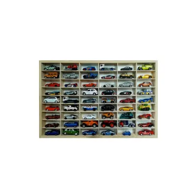 Raft masinute, 54 compartimente, carlige prindere, lemn, 60x40x5,3 cm, maro