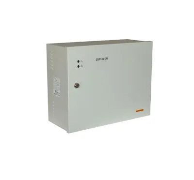 Sursa de alimentare pentru sisteme de detectie incendiu 24V/2A in cutie metalica, loc pentru 2 acumulatori 12V/18A. Sursele sun