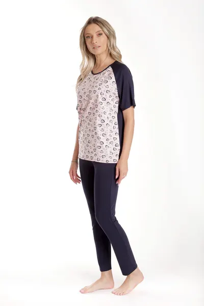 Tinuta dama CV24072 bleumarin/roz inimioare, Cesy | marimea XL