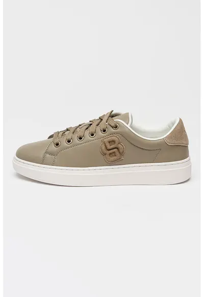 Pantofi sport de piele cu aplicatie monograma Kieran - Maro deschis