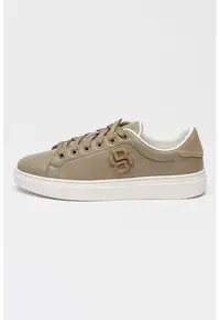 Pantofi sport de piele cu aplicatie monograma Kieran - Maro deschis
