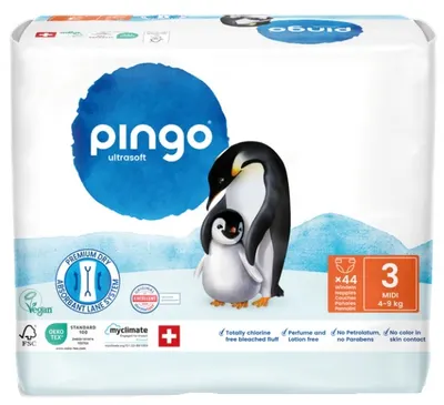 Scutece bebelusi Pingo Ultrasoft - Midi, mărimea 3, 4-9 kg, 44 buc.