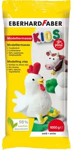 Pastă de modelat Eberhard Faber - Plast Kids, 1 kg, albă