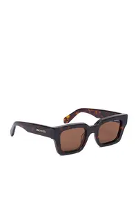 Ochelari de soare dama din material sintetic - rame dreptunghiulare cu imprimeu pantera - lentile cu filtru UV400 - include etui - Maro -