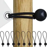Set 10 corzi elastice cu bila, multifunctionale , prindere corturi, tevi, negre