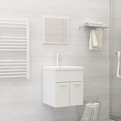 Gossi set mobilier de baie, 2 piese, alb extralucios, lemn prelucrat