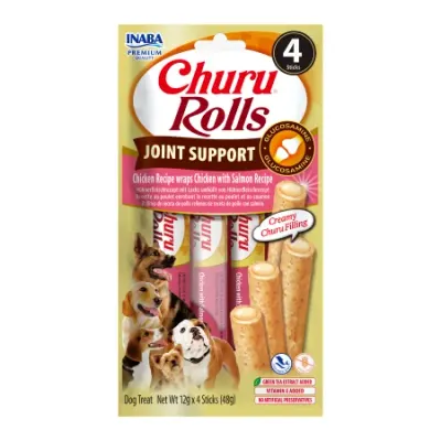 Churu Dog Rolls Joint Support Recompense cu Pui si Somon pentru Caini