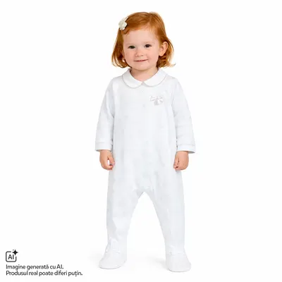 Salopeta bebelusi Chicco deschidere la scutec, Alb cu model, 01476-70MFCI