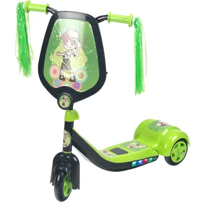 Trotineta de copii, Action One, Scout, cu lumini si muzica, Verde