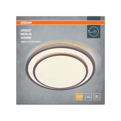 Plafoniera LED OSRAM Orbis Berlin 300, 16W, 2000 lm, lumina calda(3000K), IP20, Ø30cm, metal/plastic, Argintiu