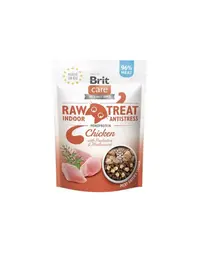 BRIT Care Raw Treat Indoor Antistress 40 g gustare liofilizata cu pui, probiotice si extract de roinita pentru pisici adulte