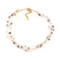 Colier auriu cu margele multicolore