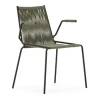 Scaune de dining verzi cu cotiere/stivuibile 2 buc. din metal Emily – Marckeric