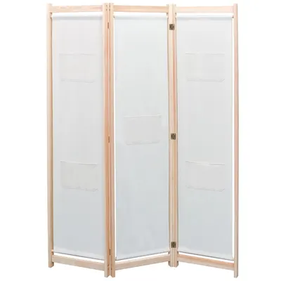 vidaXL Paravan de cameră cu 3 panouri, crem, 120x170x4 cm, textil